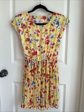 Cinderella Yellow Floral Dress with Red and Blue Blooms